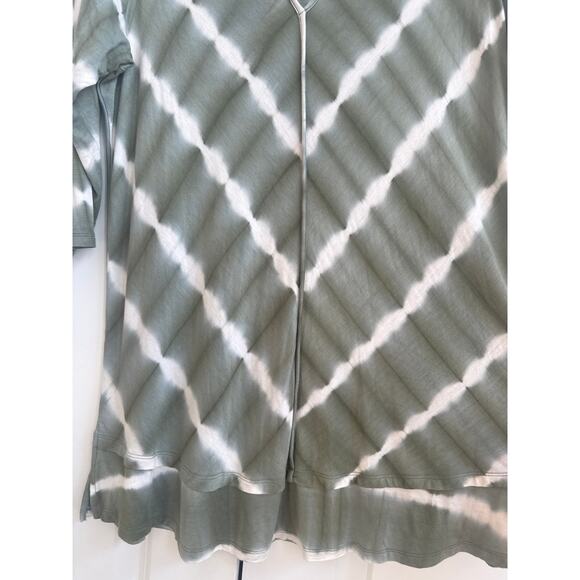 One world Sage Green and White Tie Dye Boho Blouse - Picture 4 of 7